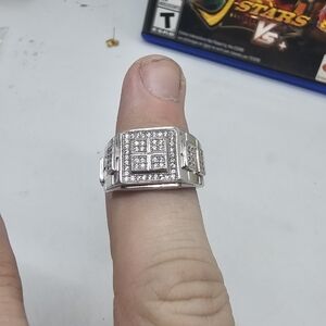 Diamond sterling silver men's ring